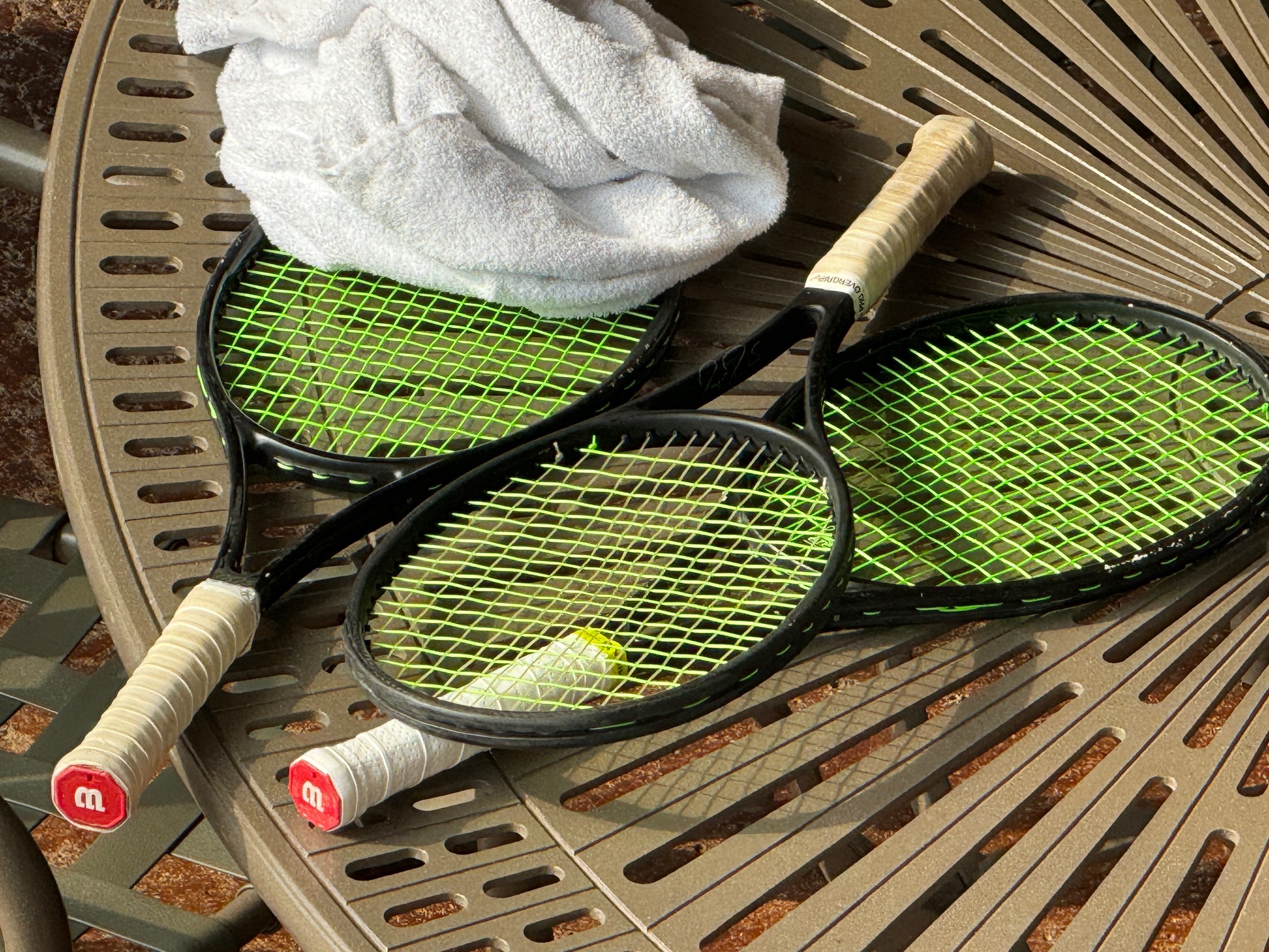 Tennis Racquets on a Table