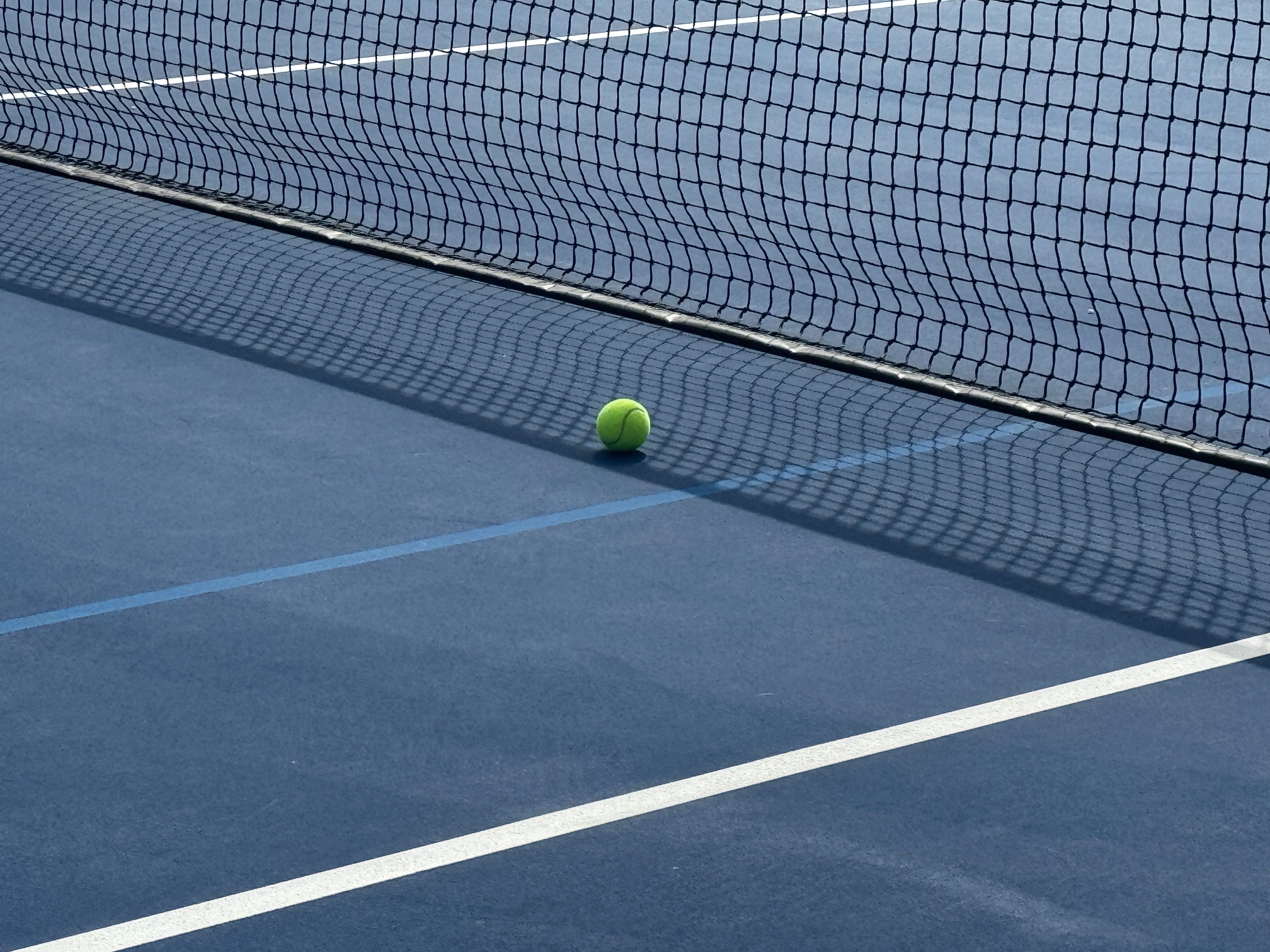 Tennis ball next to net