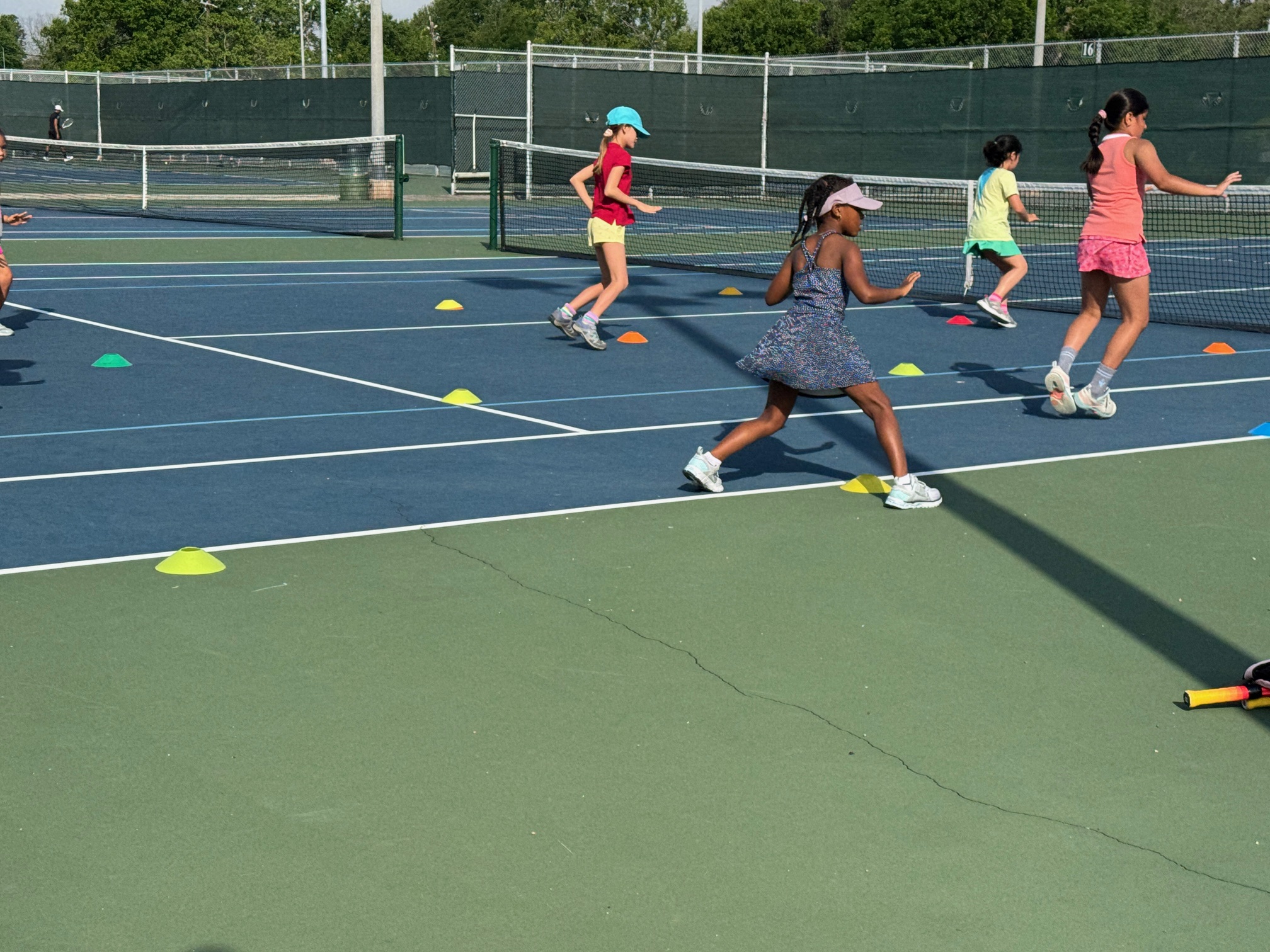 Kids working on tennis