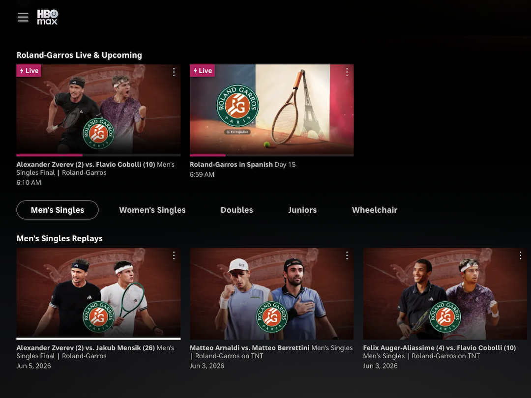 HBO Max Roland Garros
