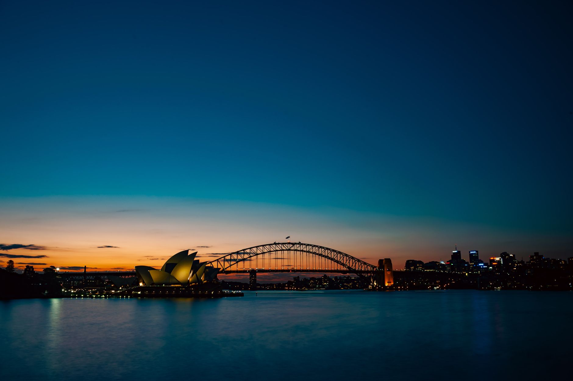 scenic sydney harbour bridge at dusk